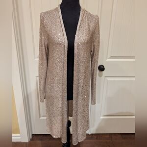 Alfani Sparkling Sequin And Metallic Long Sleeve Jacket Cardigan